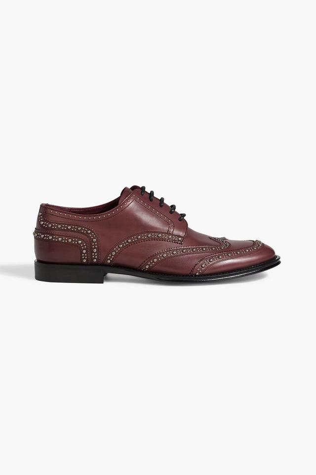 Studded Leather Brogues In Burgundy Product Image