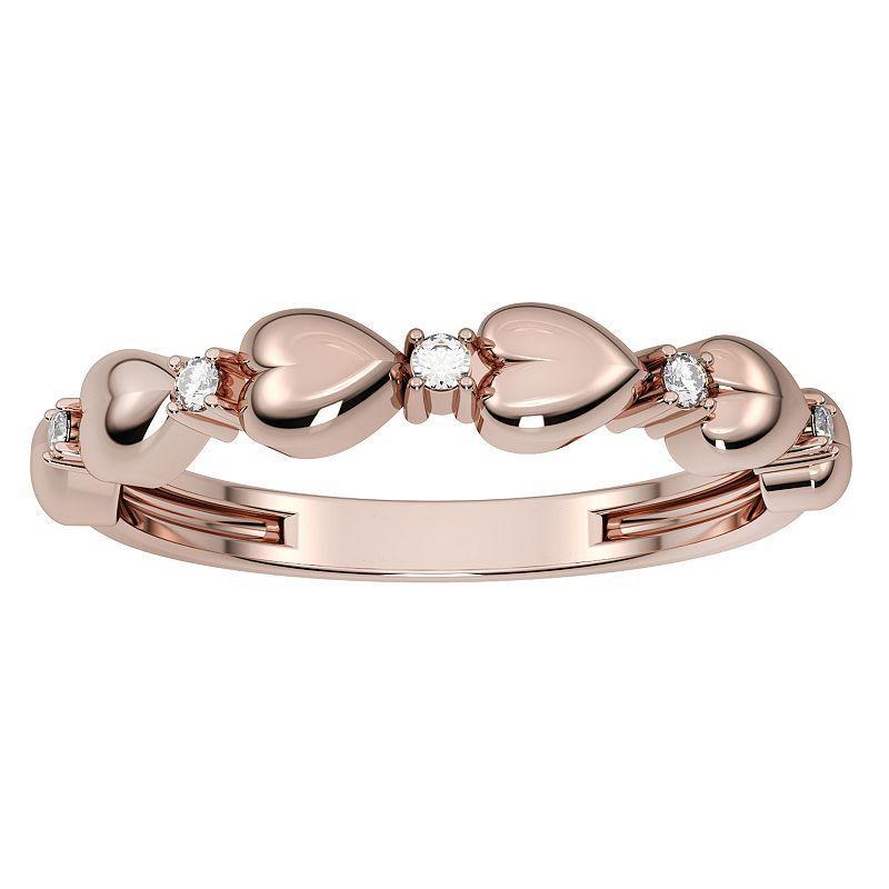 10k Rose Gold Diamond Accent Heart Ring, Womens 10k Gold Product Image