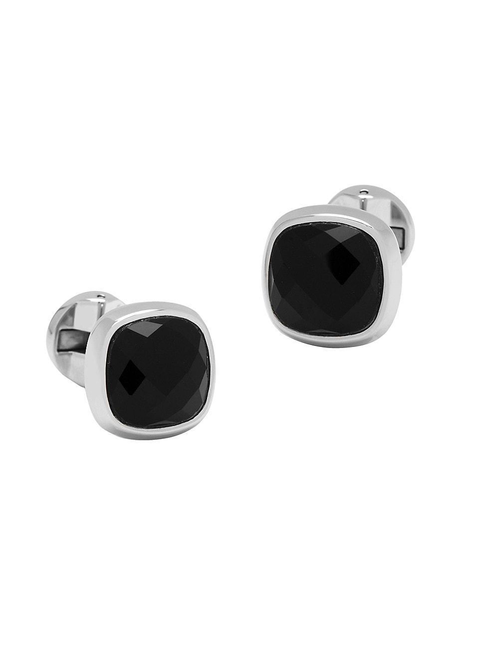 Mens Faceted Onyx Cushion Cufflinks Product Image