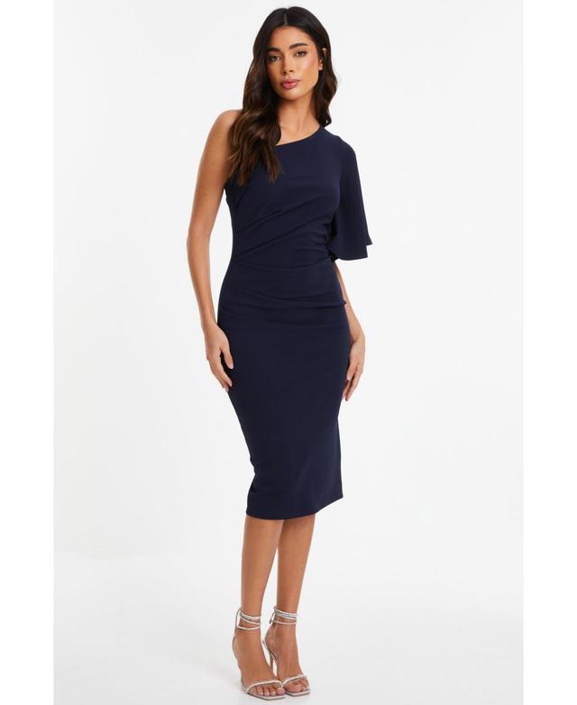 Quiz Womens One-Shoulder Ruched Midi Dress Product Image