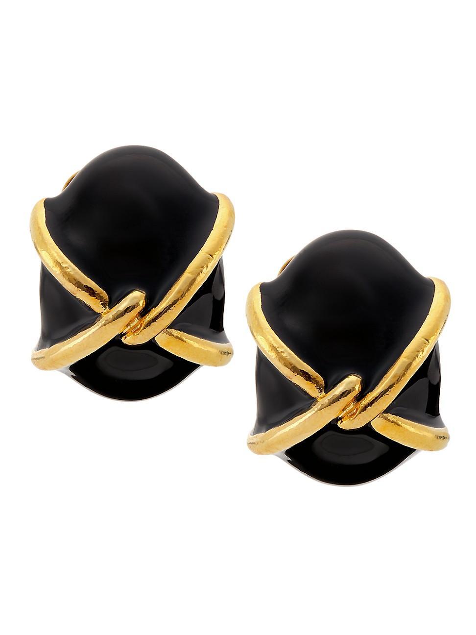 Black X Button Earrings Product Image