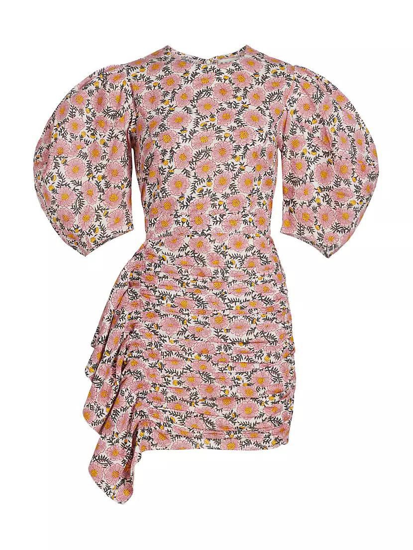 Pia Floral Cotton Balloon-Sleeve Minidress Product Image