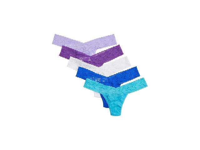 Hanky Panky Signature Lace Low Rise Thong 5-Pack (Tempting Turquoise/Sapphire /White/Twilight Purple/Hyacinth) Women's Underwear Product Image