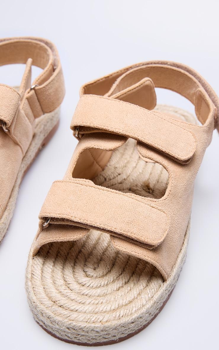 Camel Suede Espadrille Sole Velcro Sandals Product Image