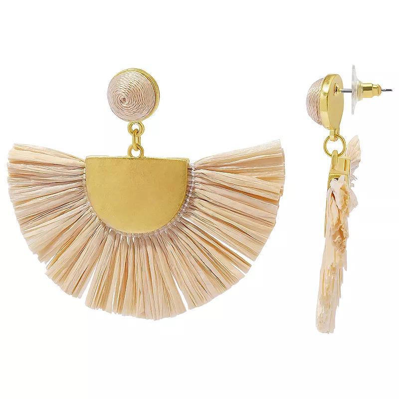 Sonoma Goods For Life Gold Tone Raffia Fan Drop Earrings, Womens, White Product Image