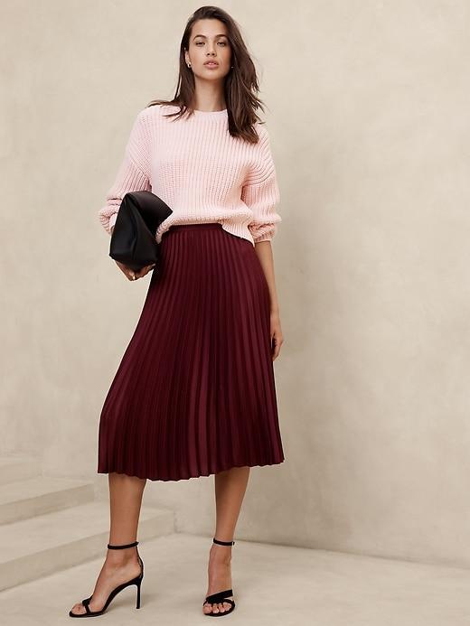 Silky Pleated Midi Skirt Product Image