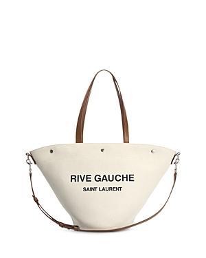 Womens Rive Gauche Tote Bag in Canvas and Vintage Leather Product Image