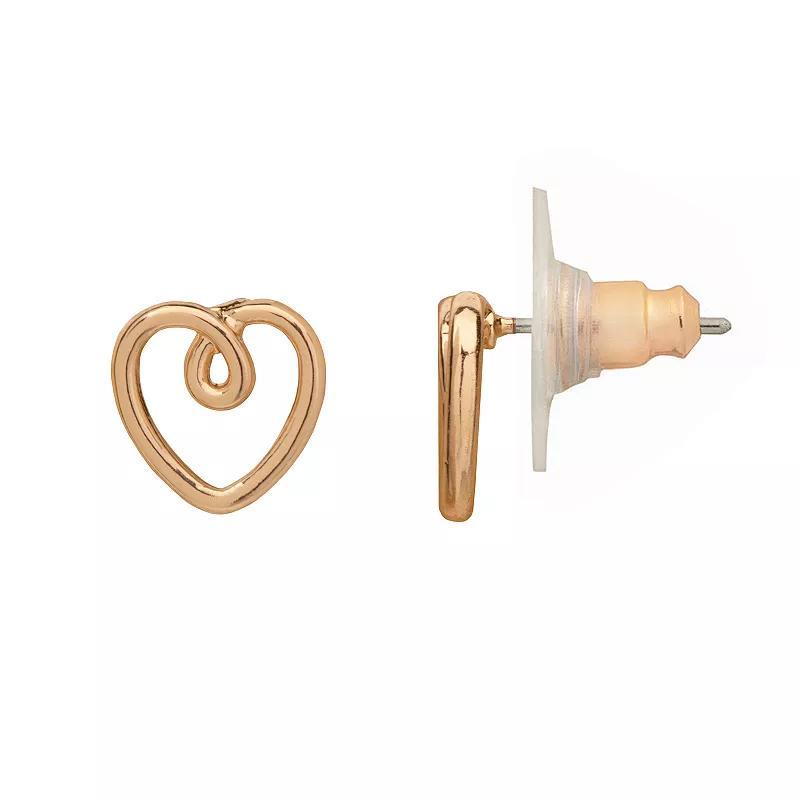 LC Lauren Conrad Gold Tone Open Heart Stud Earrings, Womens Product Image