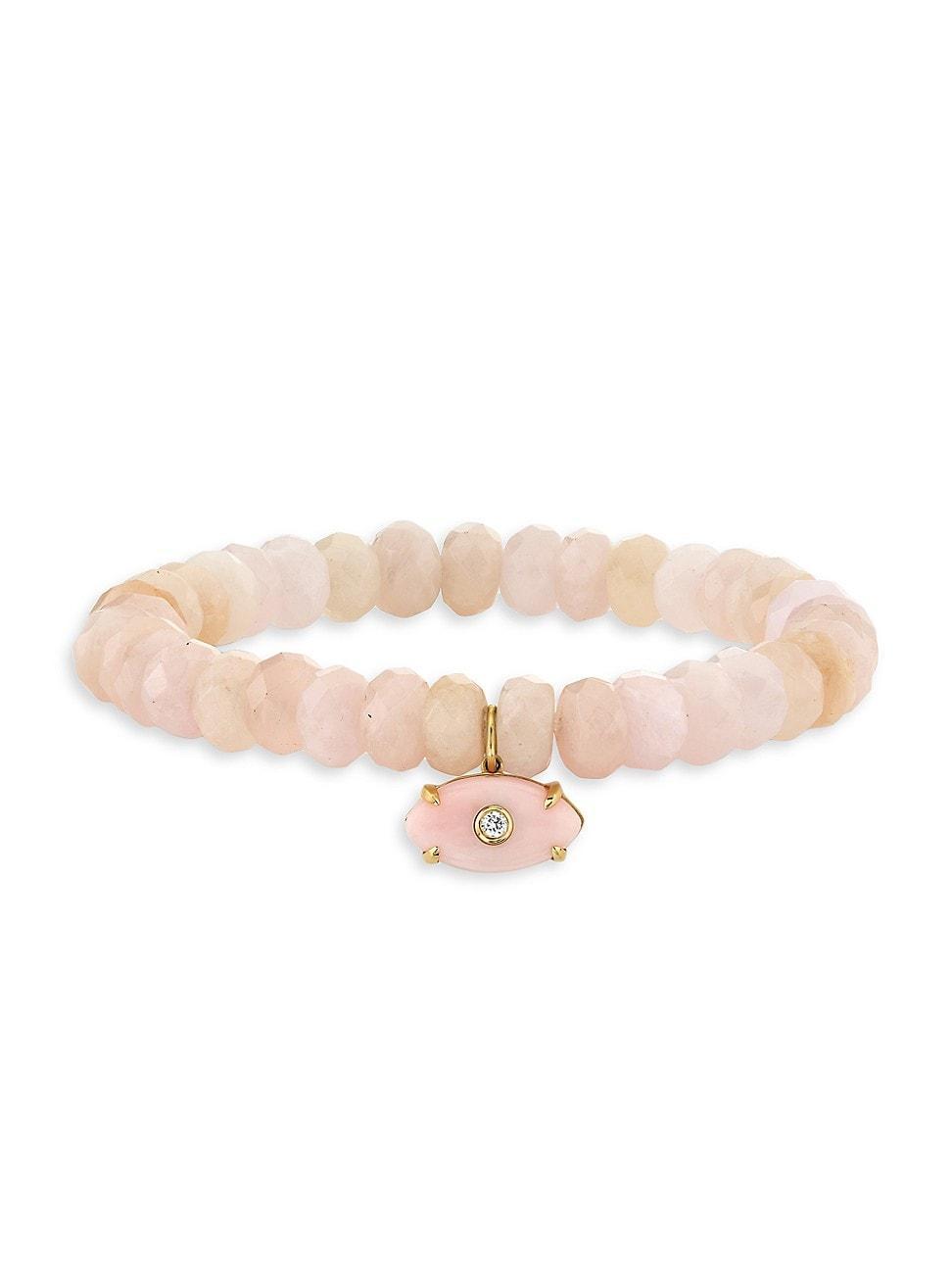 Womens Under The Sea 14K Yellow Gold, 0.38 TCW Diamond, Pink Opal & Morganite Bead Stretch Bracelet Product Image