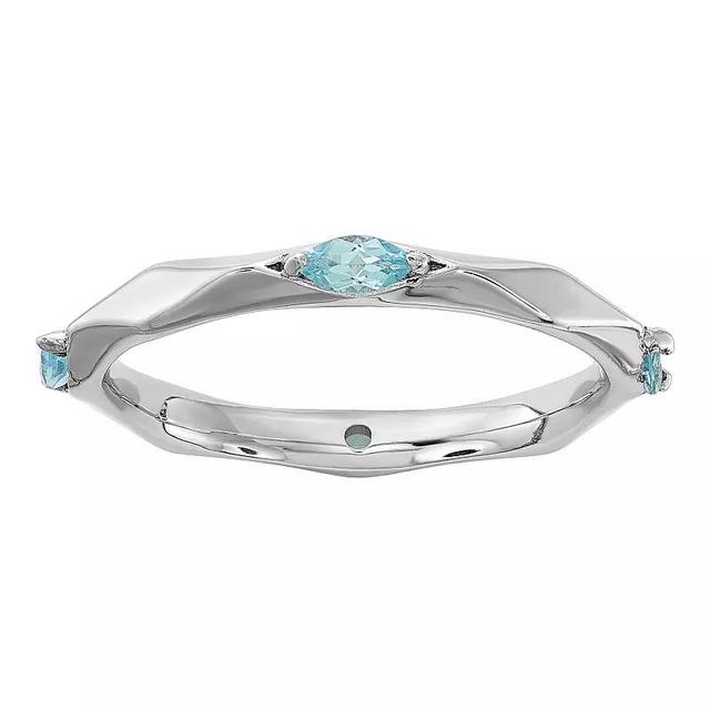 Stacks & Stones Sterling Silver Gemstone Stackable Ring, Womens Blue Topaz Product Image