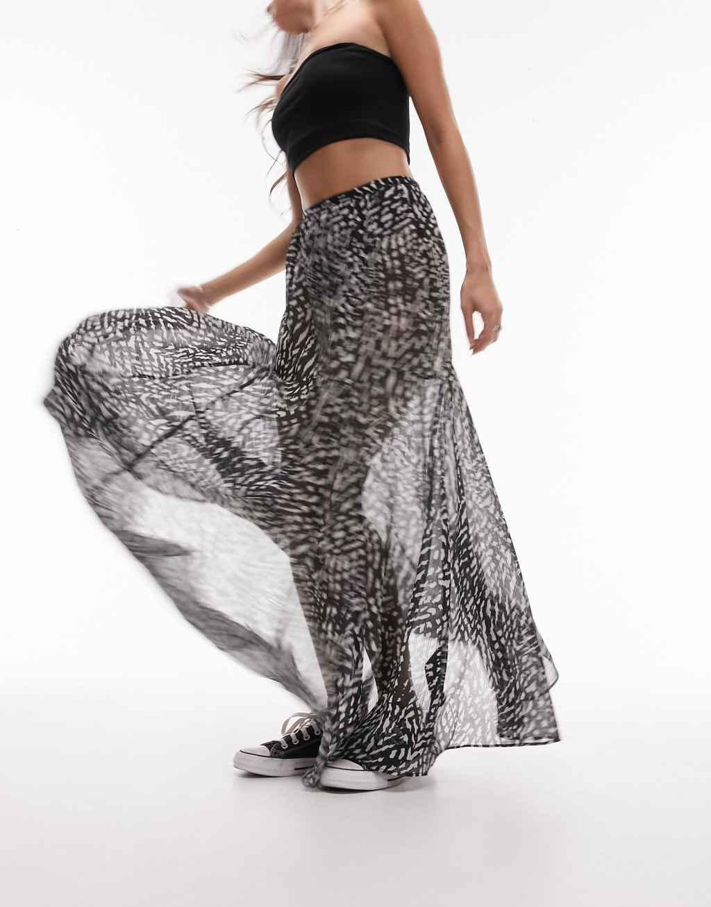 Topshop printed sheer maxi skirt Product Image