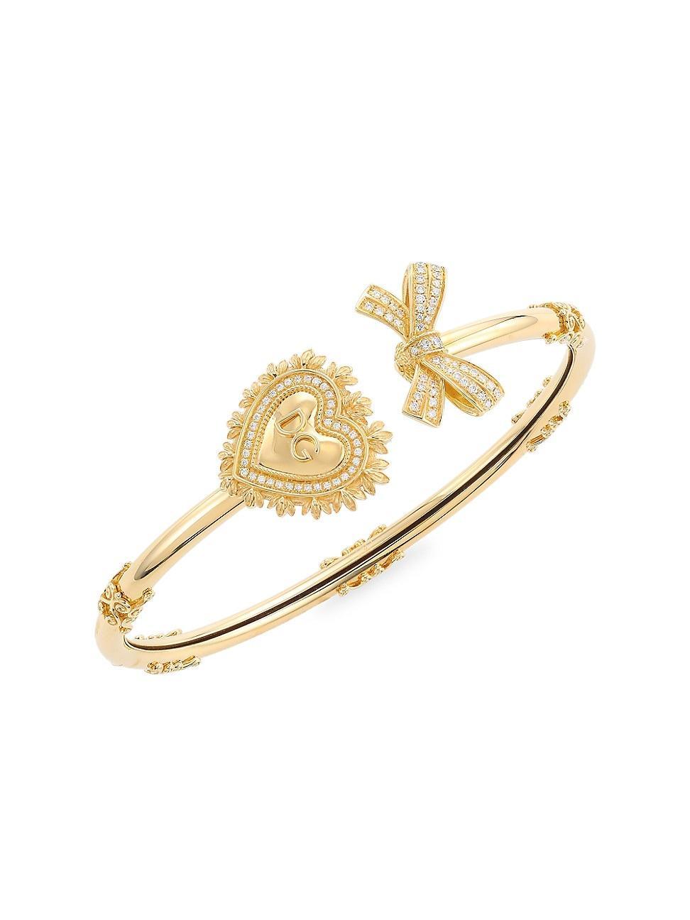 Womens 18K Yellow Gold & Diamond Sacred Heart Bangle Product Image