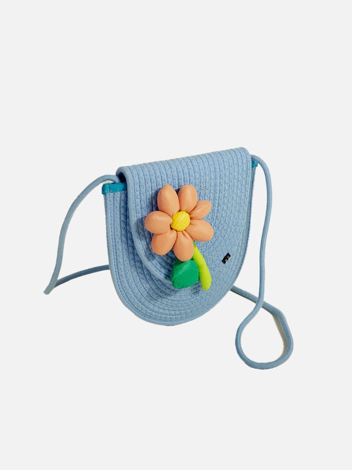 Flower Decoration Weave Crossbody Bag Product Image