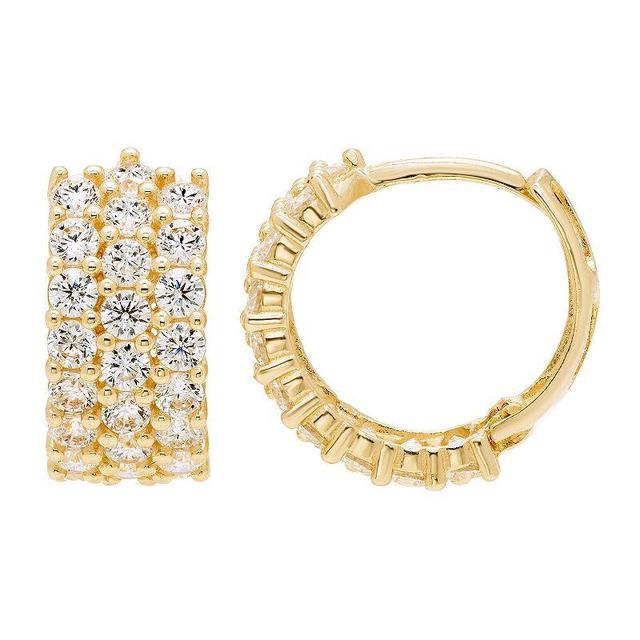 Theia Sky 14k Gold Dainty Cubic Zirconia Huggie Hoop Earrings, Womens, Yellow Product Image