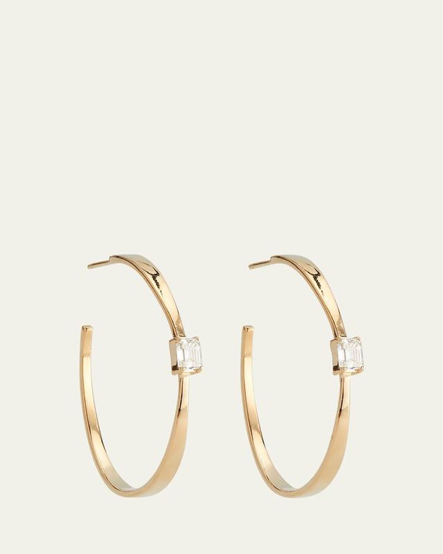 Lana Solo Emerald Cut Diamond Tapered Hoop Earrings Product Image