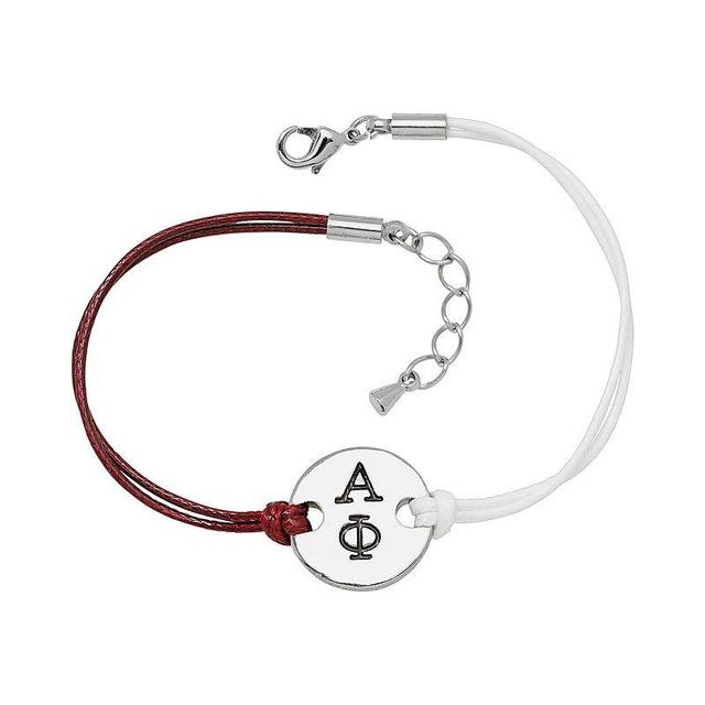 Stainless Steel Sorority Symbol Disc Cord Bracelet, Womens Alpha Phi Product Image