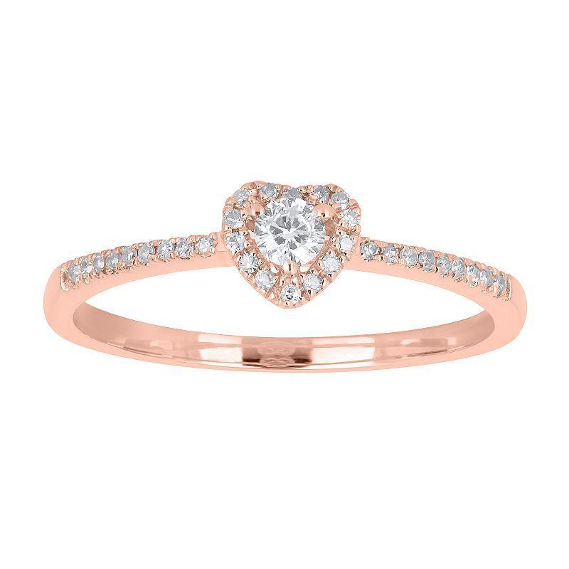 Irena Park 10k Rose Gold 1/4 Carat T.W. Diamond Heart Ring, Womens Pink Product Image