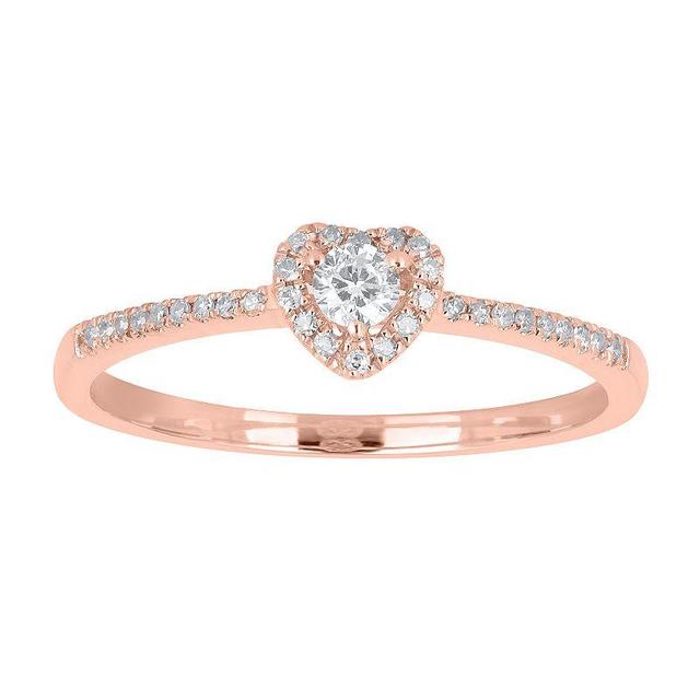 Irena Park 10k Rose Gold 1/4 Carat T.W. Diamond Heart Ring, Womens Product Image