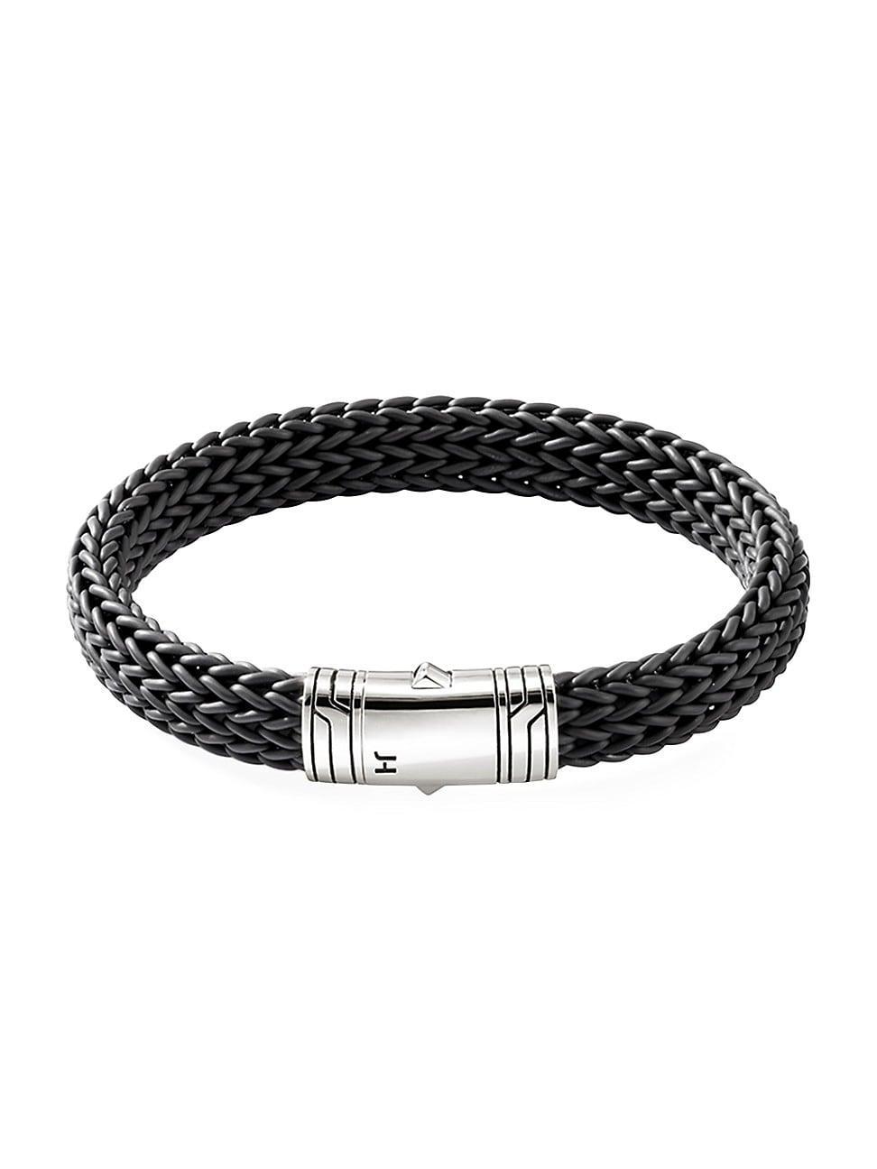 Mens Rubber & Sterling Silver Cord Bracelet Product Image