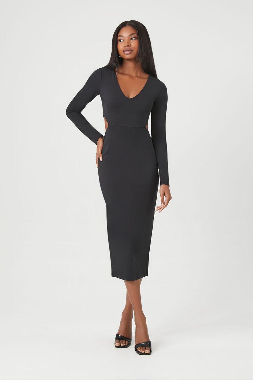 Cutout Long-Sleeve Midi Dress | Forever 21 Product Image