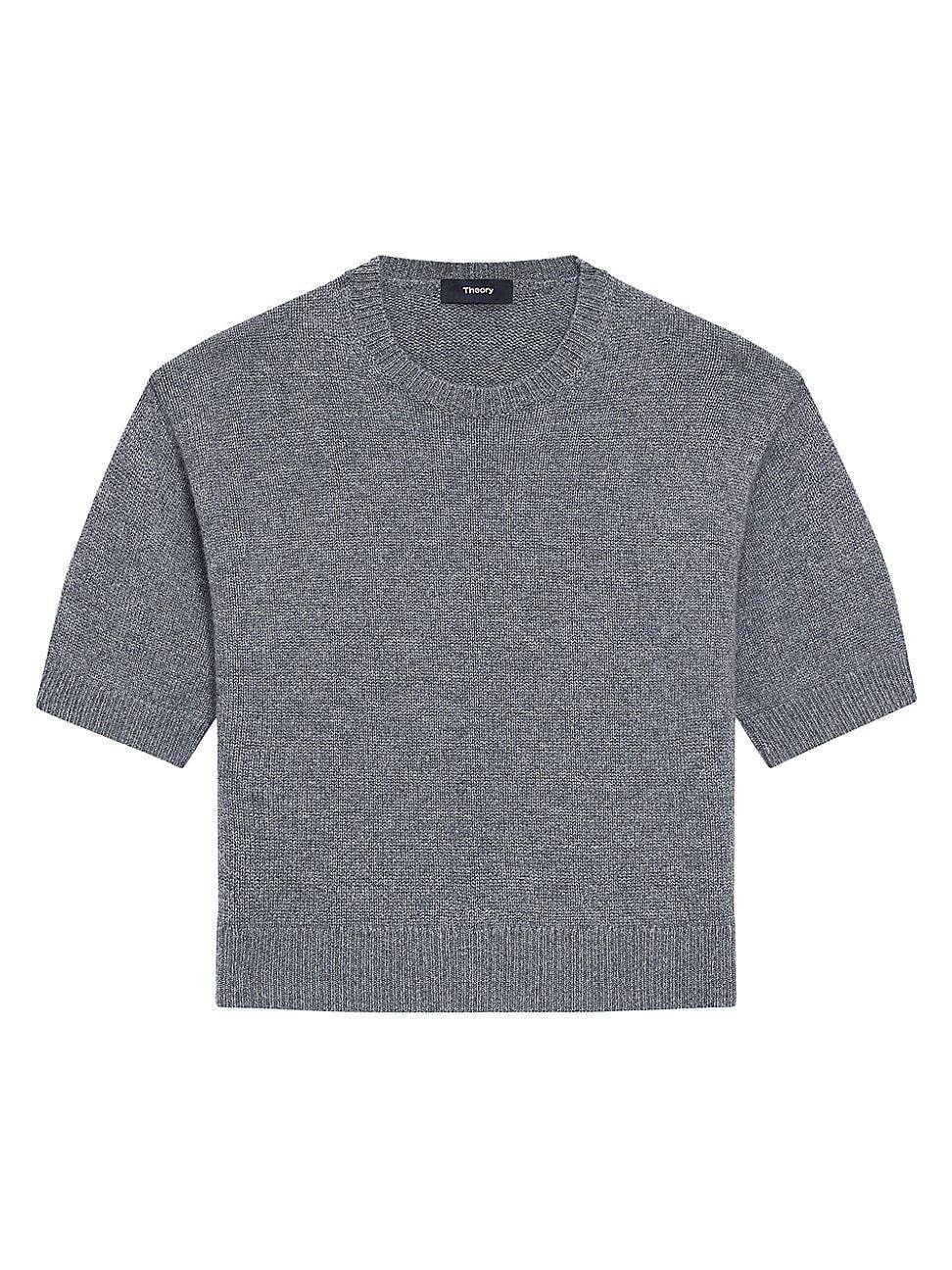 Womens Cashmere Knit Crop T-Shirt Product Image