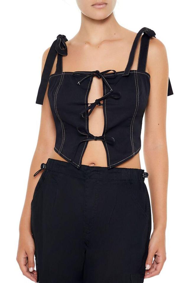 Cropped Cutout Bow Bustier Top | Forever 21 Product Image