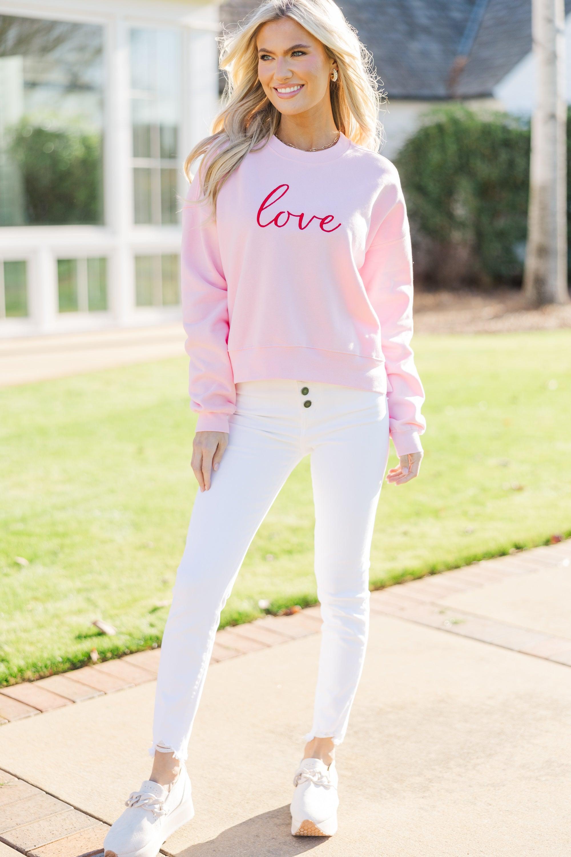 With Love Pink Embroidered Sweatshirt Female Product Image