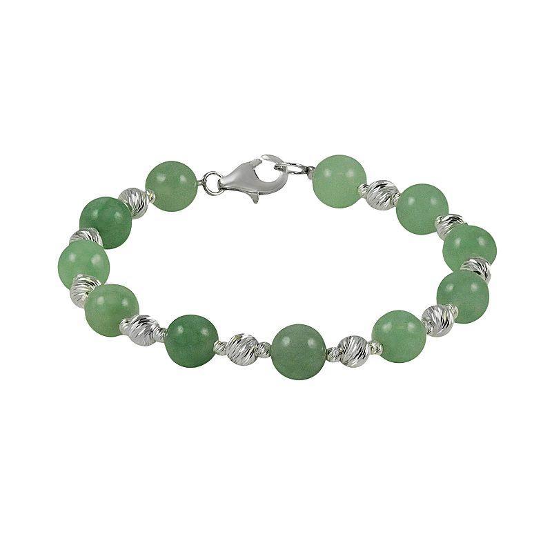 Sterling Silver Jade Bead Bracelet, Womens Product Image