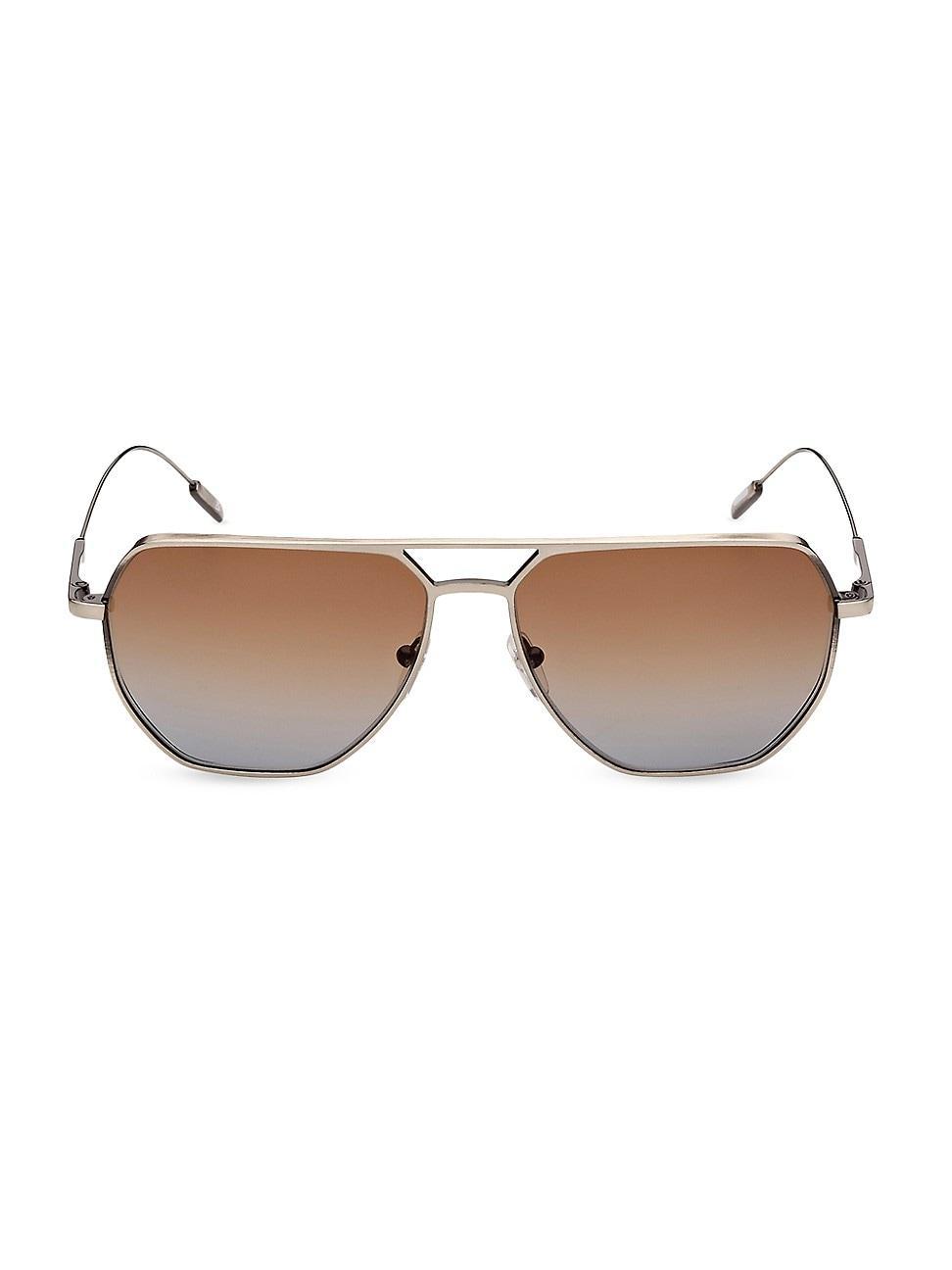 ZEGNA Men's Metal Double-Bridge Rectangle Sunglasses - 15C SGUNSMKMR Product Image