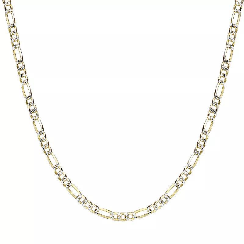 Mens LYNX 14k Gold Over Silver 4.2mm Flat Figaro Chain Necklace Gold Tone Product Image