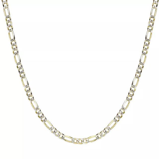 Mens LYNX 14k Gold Over Silver 4.2mm Flat Figaro Chain Necklace Gold Tone Product Image