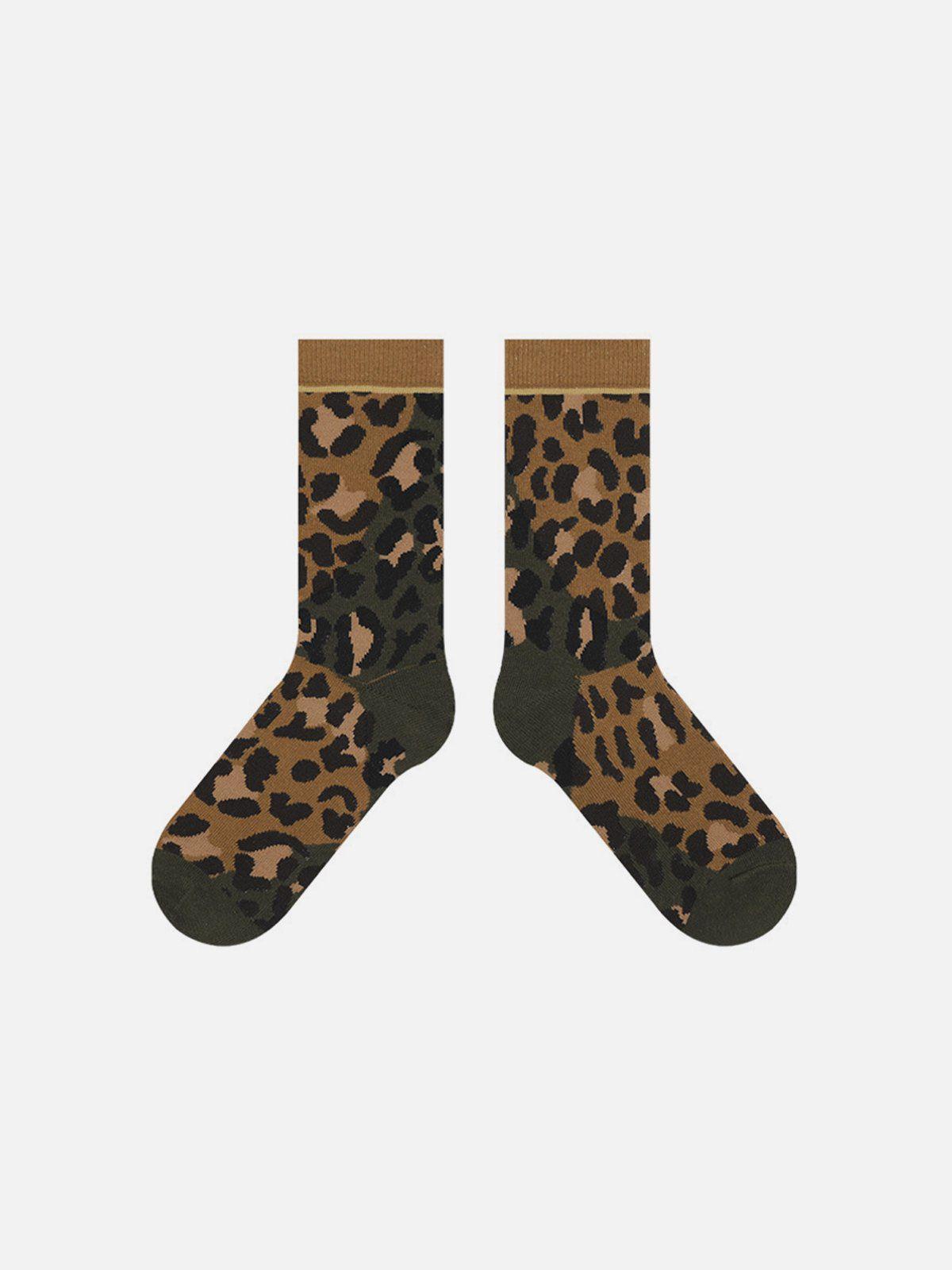 Leopard Print Patchwork Socks Product Image