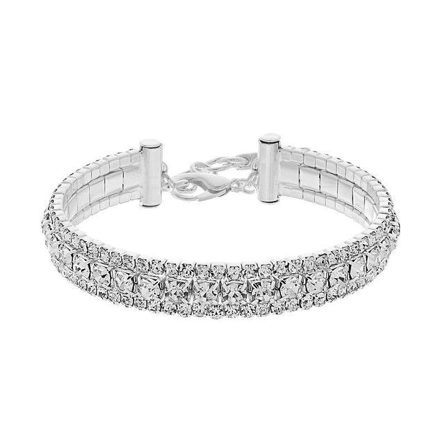 Nine West Thin Simulated Crystal Cuff Bracelet, Womens, Silver Tone Product Image