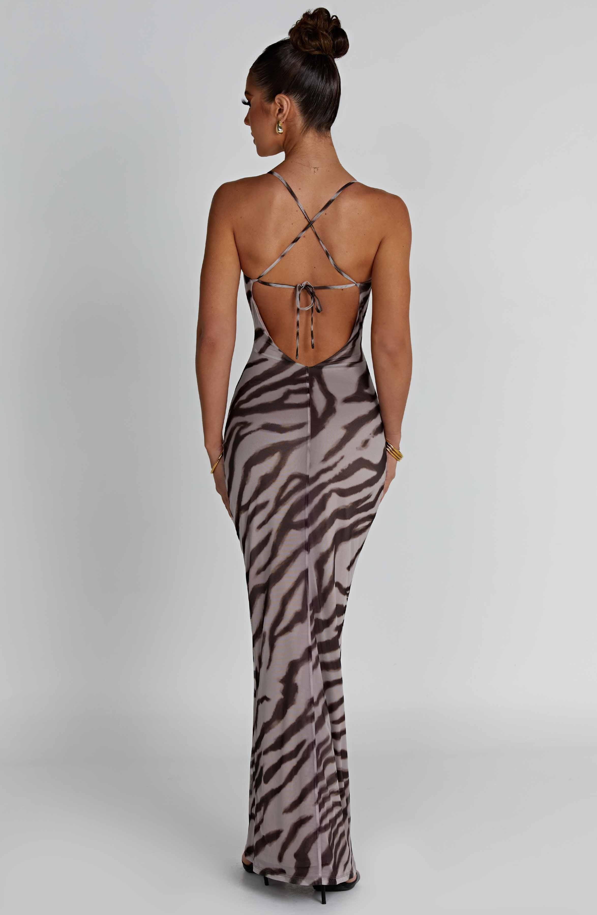 Nessa Maxi Dress - Zebra Print Product Image