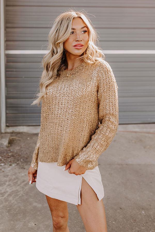 Golden Glow Knit Metallic Sweater Product Image