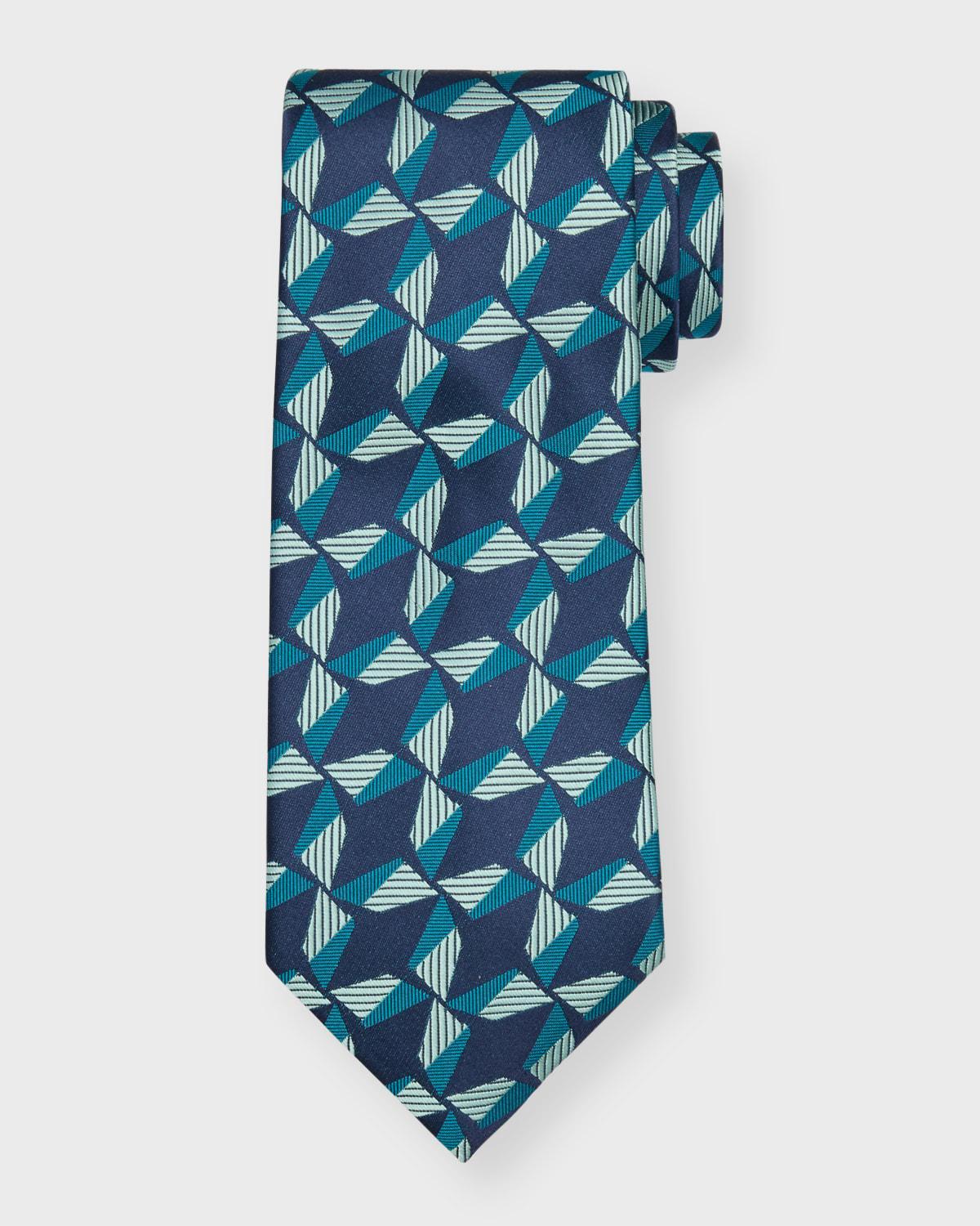 Mens Geometric Jacquard Silk Tie Product Image