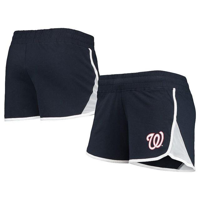 Womens New Era Washington Nationals Stretch French Terry Shorts Blue Product Image