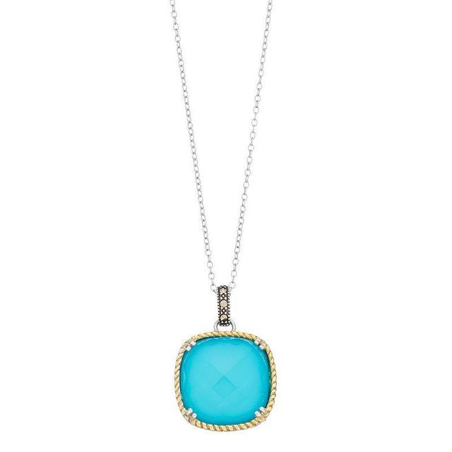 Lavish by TJM Sterling Silver Simulated Turquoise Pendant Necklace, Womens Product Image