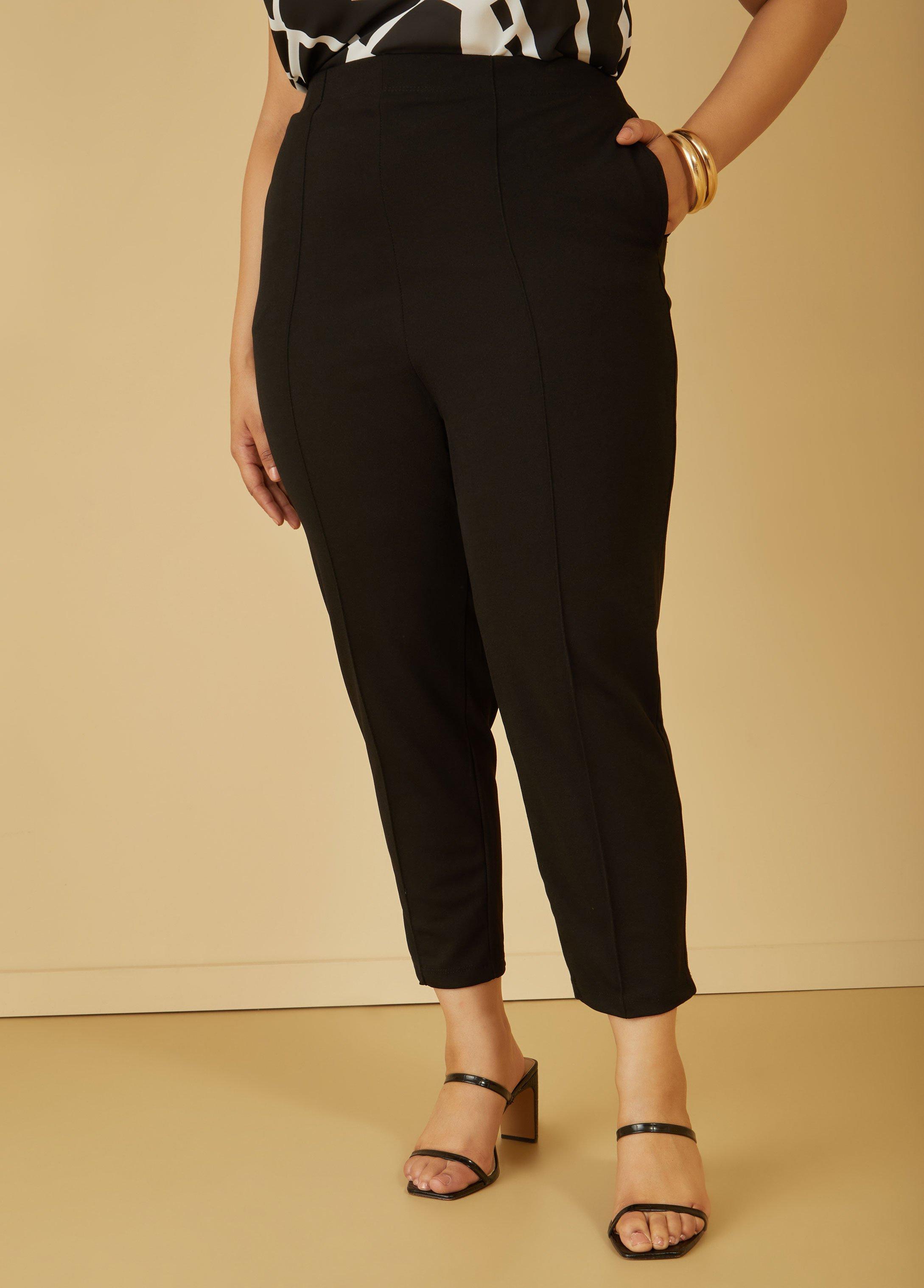 Plus Size Seam Detailed Tapered Pants Ashley Stewart Product Image