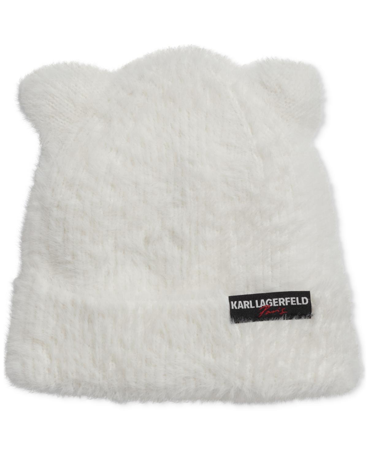 Karl Lagerfeld Paris Womens Fuzzy Eyelash Cat Ears Beanie Product Image