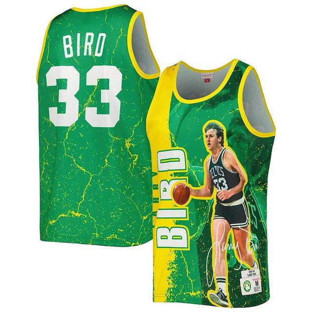 Mens Mitchell & Ness Larry Bird Kelly Boston Celtics 1985-86 Hardwood Classics Player Burst Tank Top Product Image