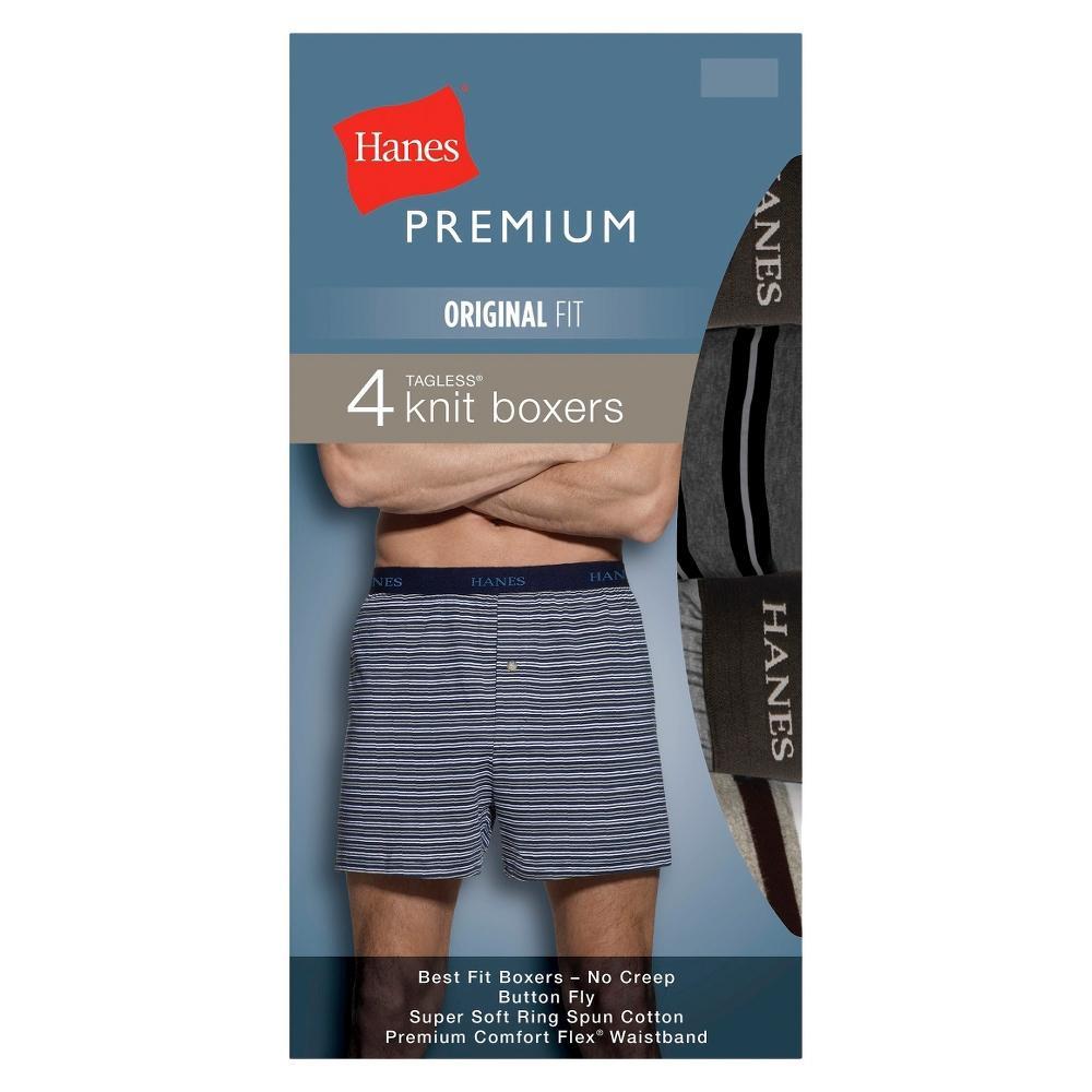 Hanes Premium Mens 4pk Knit Boxers - Gray 2XL Product Image