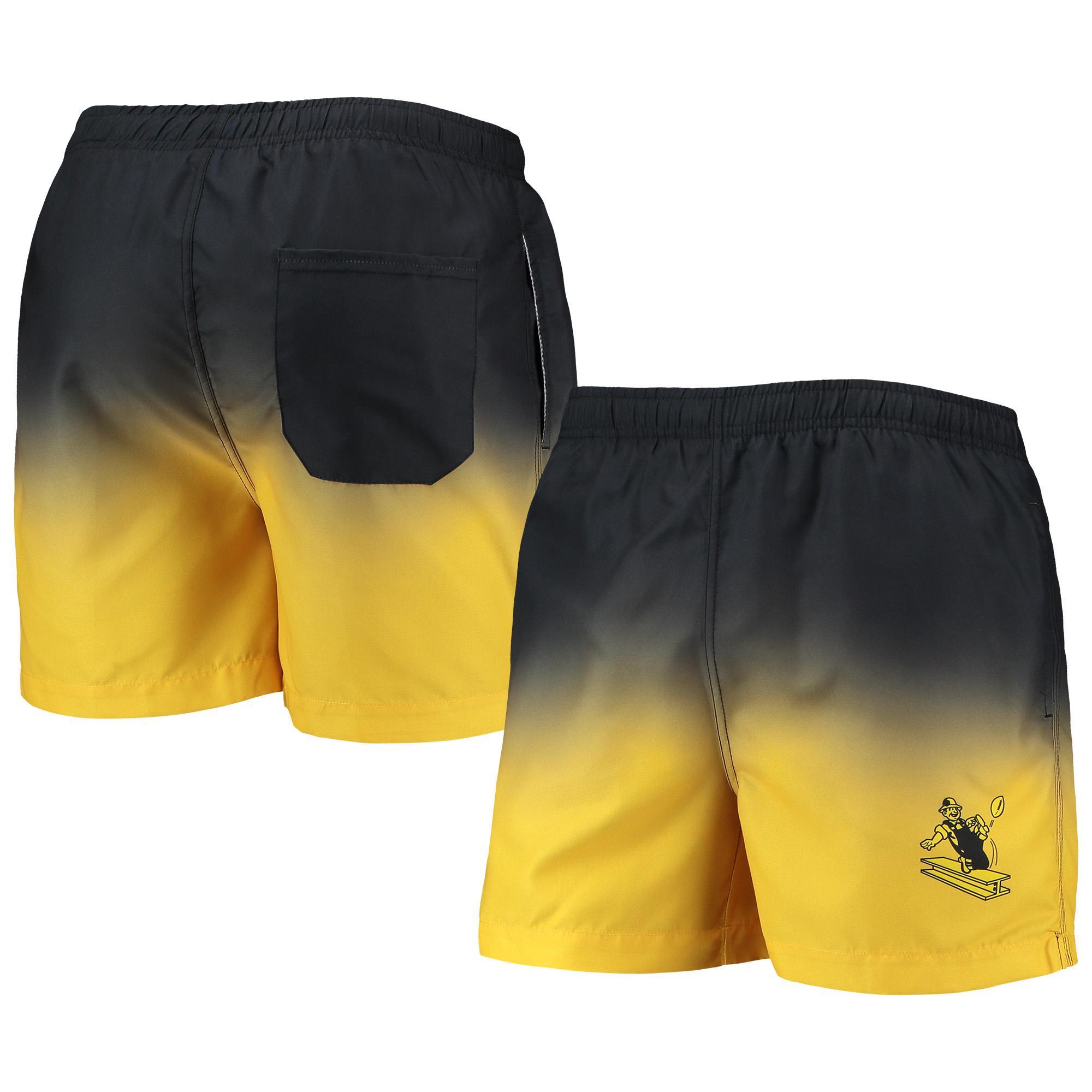 Mens FOCO /Gold Pittsburgh Steelers Retro Dip-Dye Swim Shorts Product Image