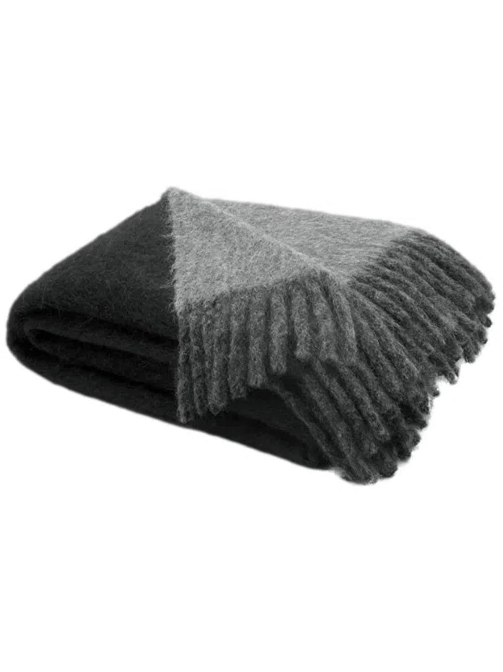 AMI ALEXANDRE MATTIUSSI Fringe-detail Two-tone Blanket In Black Product Image