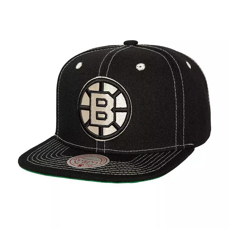 Mens Mitchell & Ness Boston Bruins Energy Contrast Natural Snapback Hat Product Image