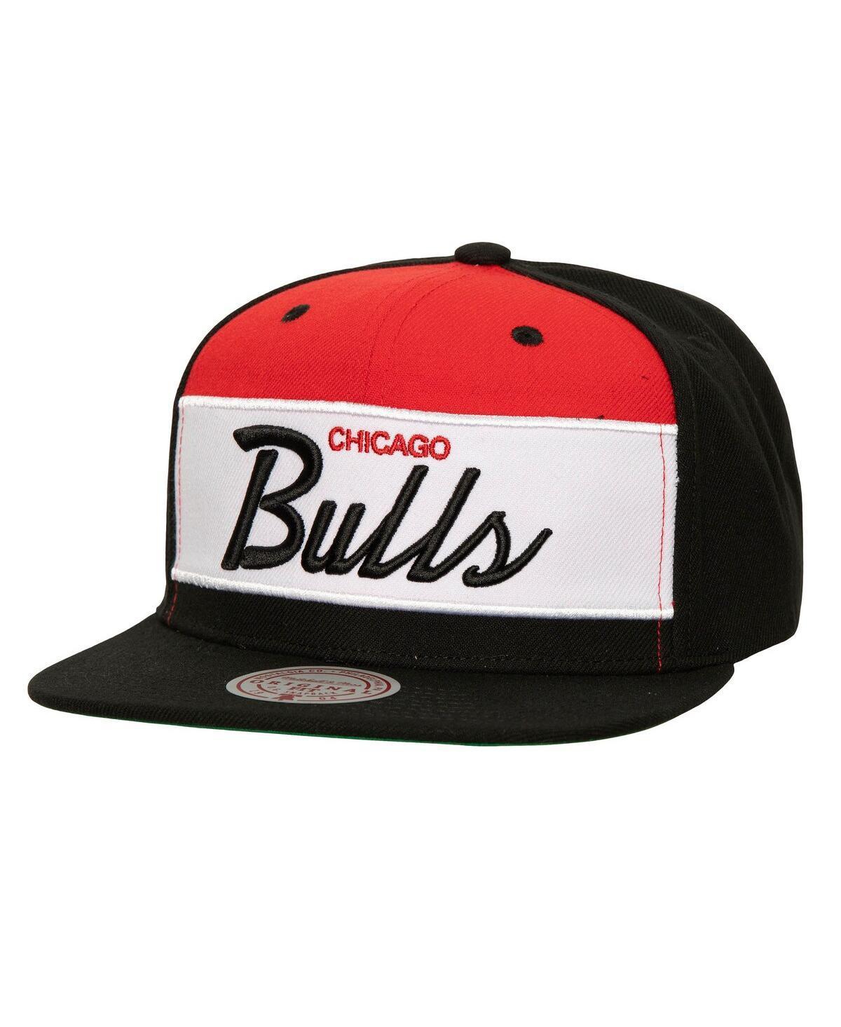 Mens Mitchell & Ness /Black Chicago Bulls Retro Sport Color Block Script Snapback Hat Product Image