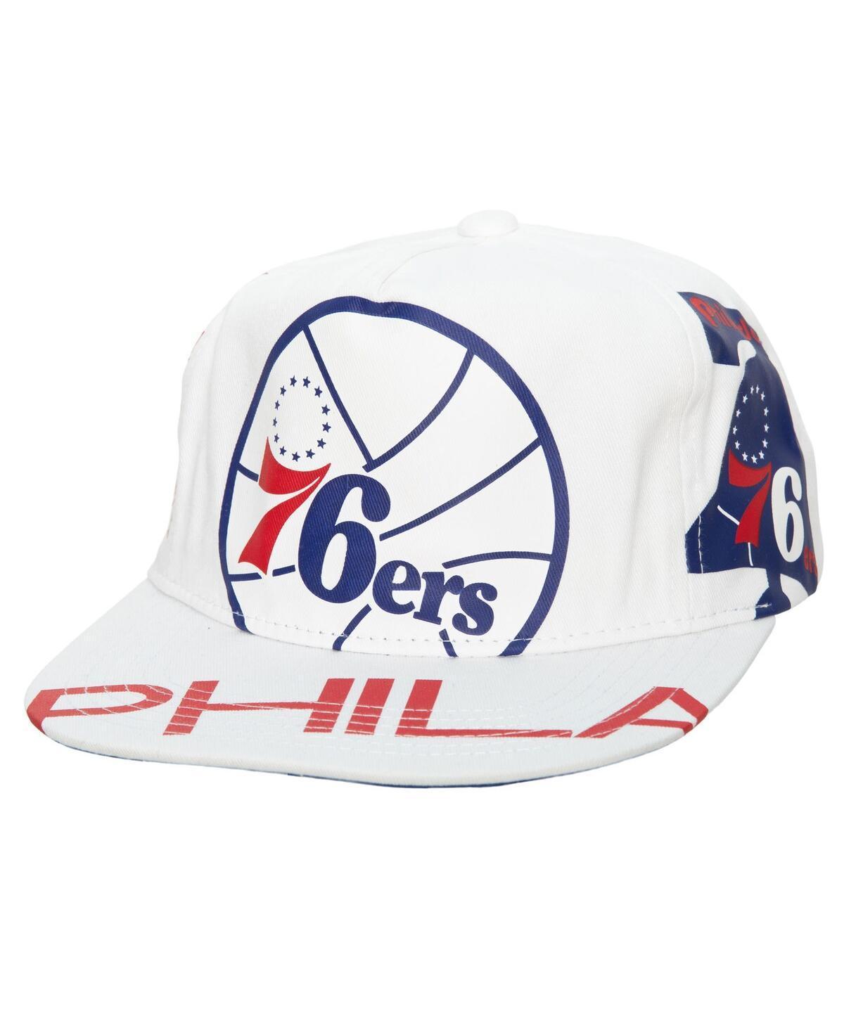 Mens Mitchell & Ness  White Philadelphia 76ers Hardwood Classics In Your Face Deadstock Snapback Hat Product Image