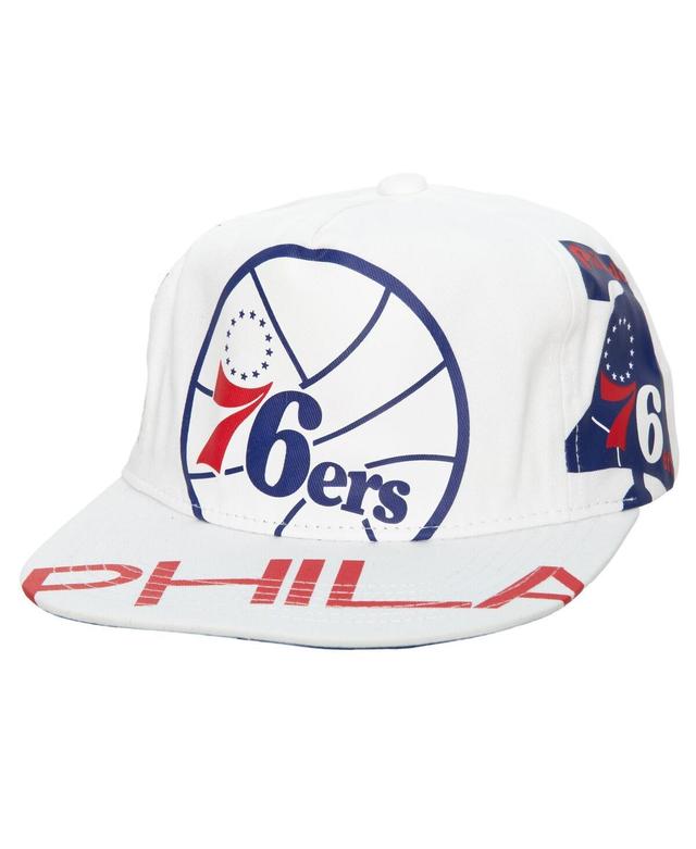 Mens Mitchell & Ness White Philadelphia 76ers Hardwood Classics In Your Face Deadstock Snapback Hat Product Image