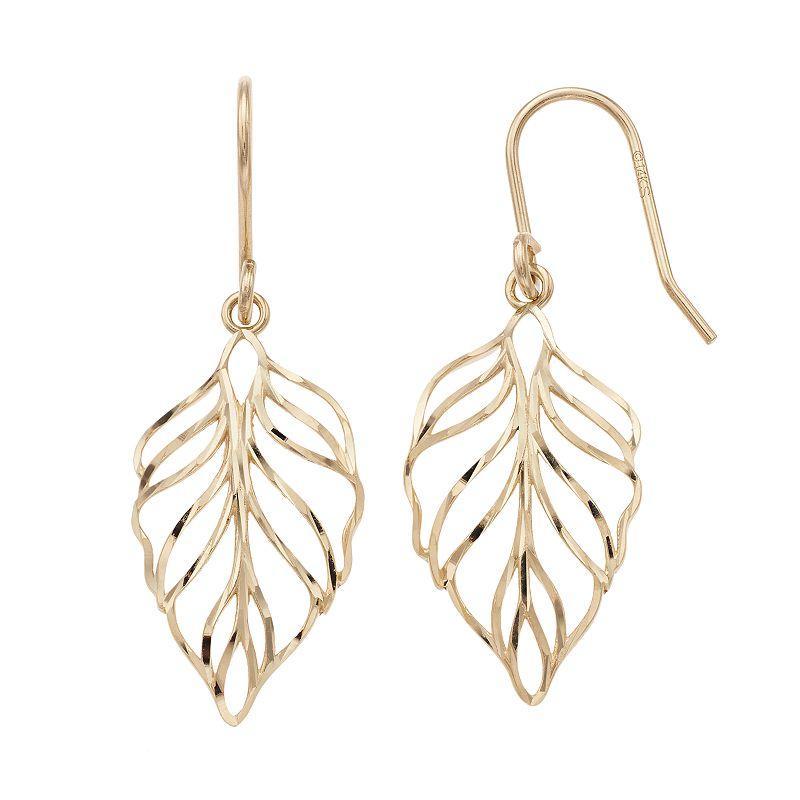 Forever 14K Openwork Leaf Drop Earrings, Womens, 14k Gold Product Image