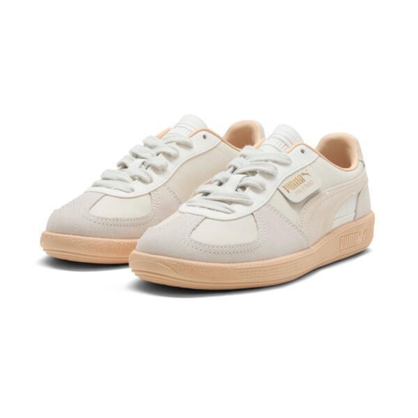 PUMA Palermo Leather Women's Sneakers in Warm White/Alpine Snow/Cashew Product Image